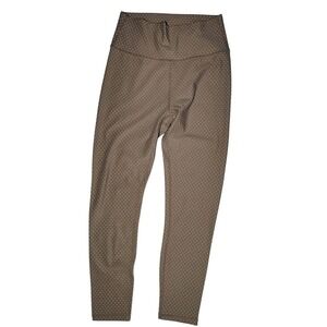 Allfenix Piper Warm Taupe White Polka Dot Cropped Compression Leggings 7/8 L NWT